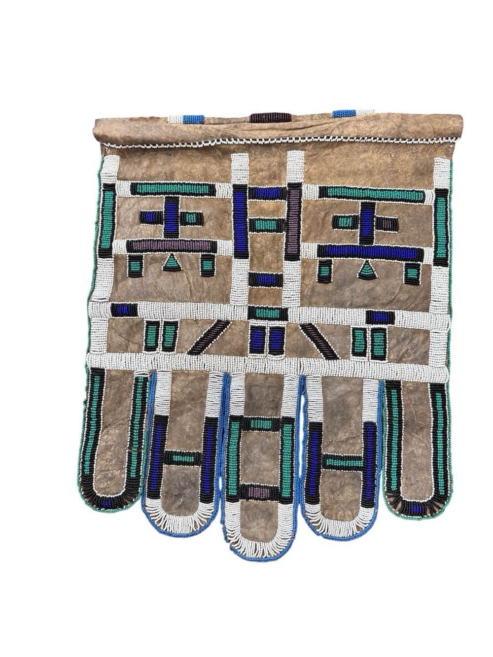 Vintage African Ndebele Beaded Leather Apron Panel Skirt Ethnographic Art